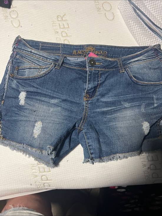 Almost Famous Pants - Almost Famous Women's Distressed Denim Shorts - Blue